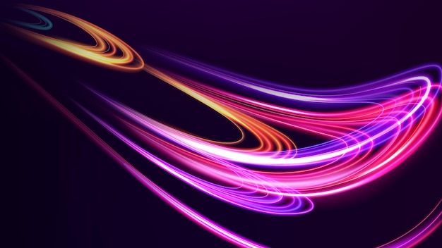 Abstract multicolor wavy line of light on dark background Vector illustration