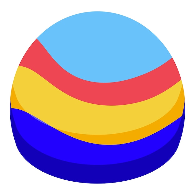 Abstract multicolored sphere floating with blue red and yellow stripes