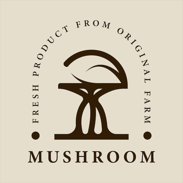 Abstract mushroom logo line vintage vector illustration template icon graphic design organic food sign or symbol for farm product with retro style