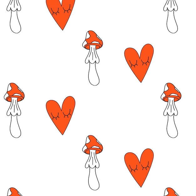 Abstract mushrooms 70s retro pattern