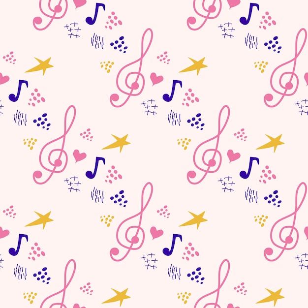 Abstract music notes seamless pattern background musical melody decoration