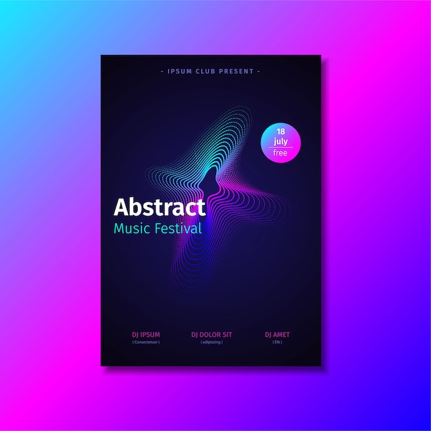 Abstract music poster template with gradient shape. 