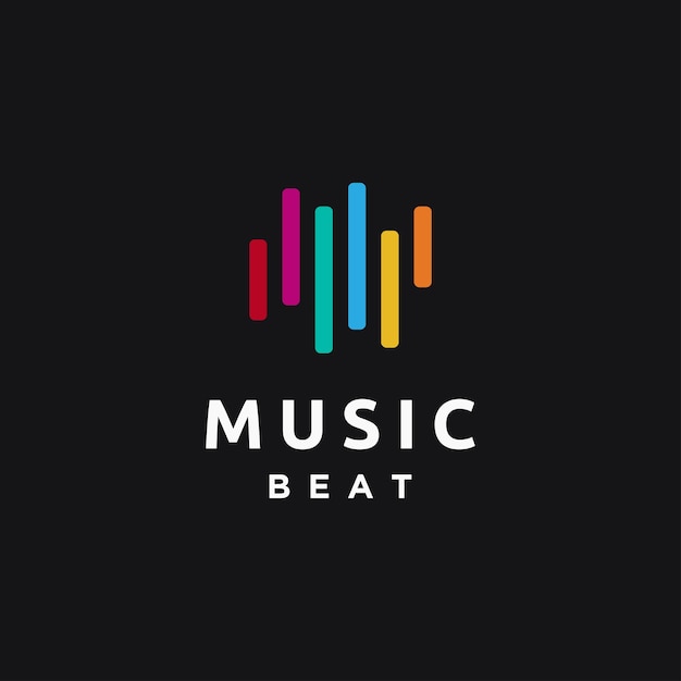 Abstract Music sound beat Logo Icon vector template on black background