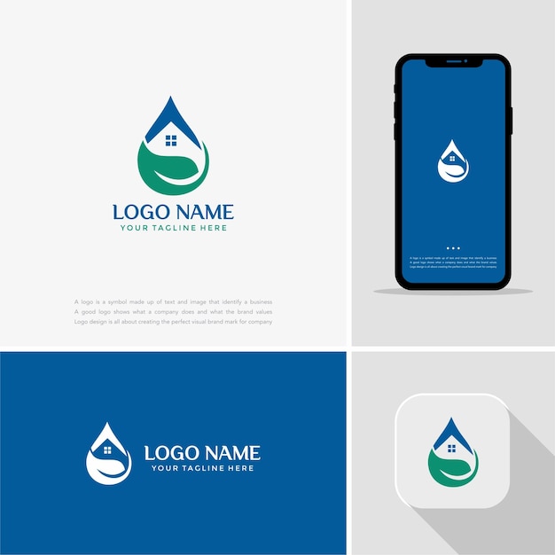 Abstract natural home logo, design concept, emblem, icon, flat logotype element for template.