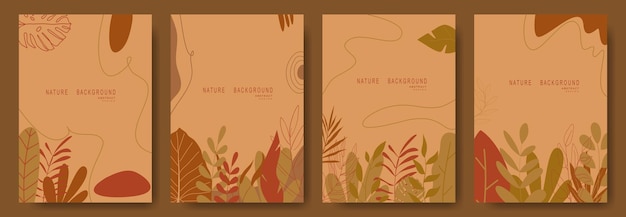 Abstract nature background with leaves and plants. Copy space for text. Vector illustration