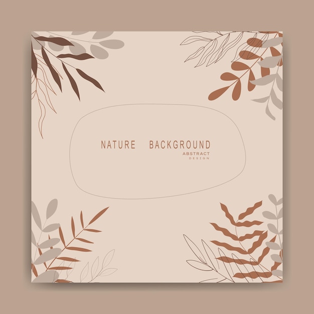 Abstract nature background with leaves and plants. Copy space for text. Vector illustration