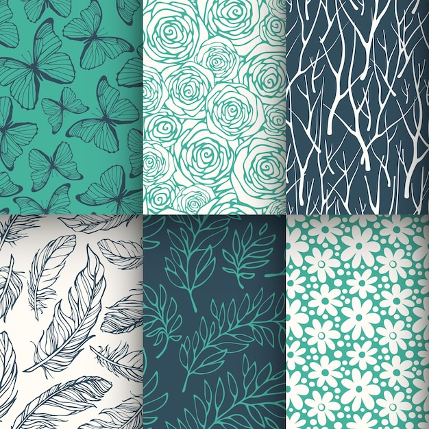 Abstract nature seamless pattern set