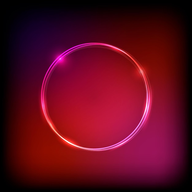 Abstract neon circle with lights, vector illustration. Glowing round frame with space for your text.