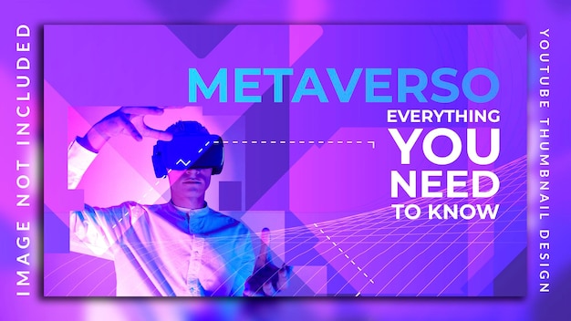 Abstract neon light futuristic colorful technology metaverse concept youtube thumbnail design