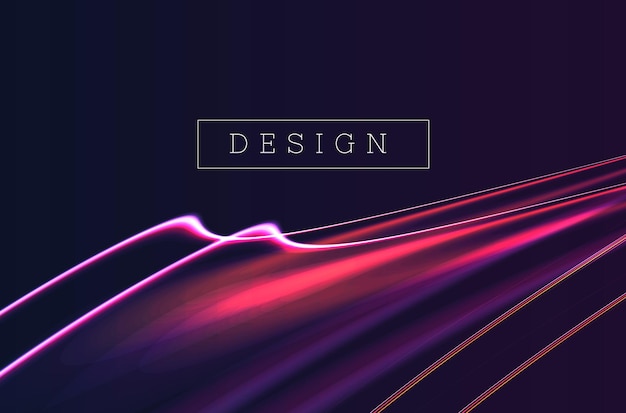 Abstract neon lines formed by lights motion graphic element at the bottom of the screen