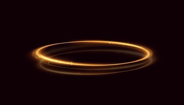 Abstract neon rings. A bright trail of luminous rays swirling in a fast spiral motion.