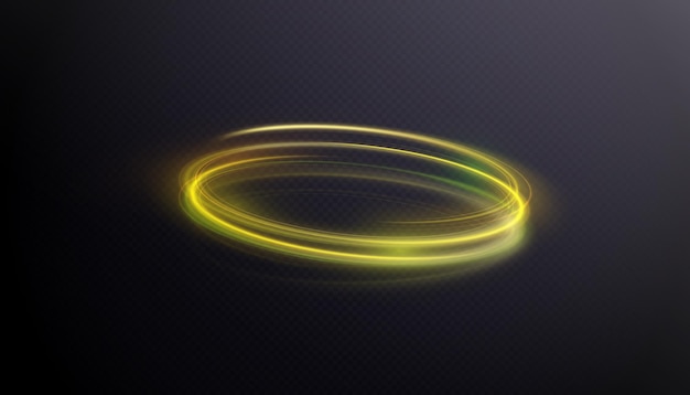 Abstract neon rings. A bright trail of luminous rays swirling in a fast spiral motion.