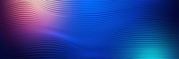 Abstract neon style blue wide banner design background Abstract 3d banner design with dark blue technology geometric background Vector illustration