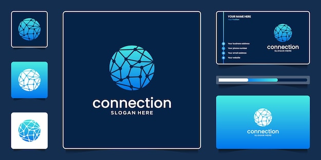 Abstract network connection with circle technology symbol