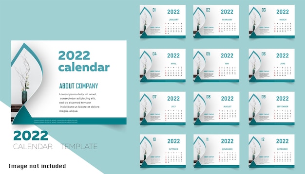 Abstract new 2022 year calendar template