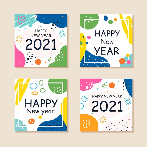 Abstract new year 2021 cards collection