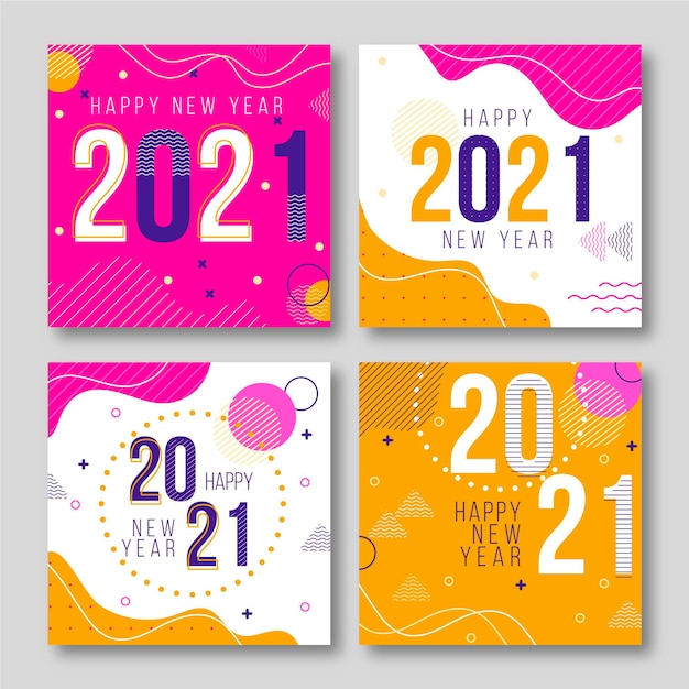 Abstract new year 2021 cards