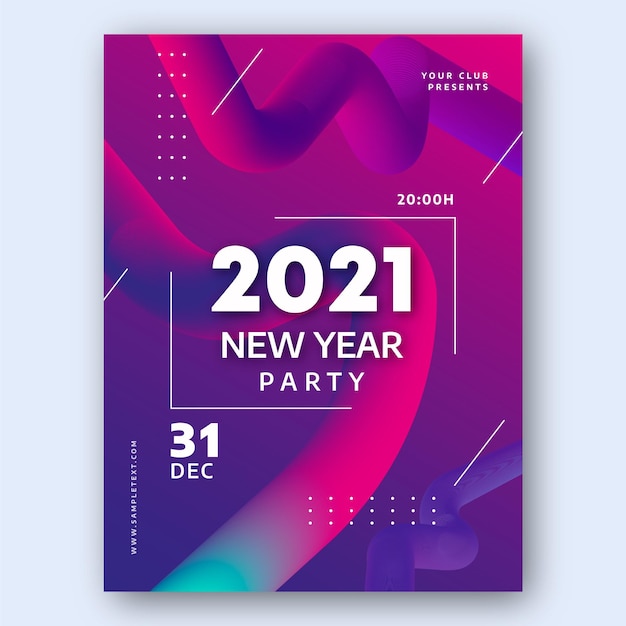 Abstract new year 2021 party poster template