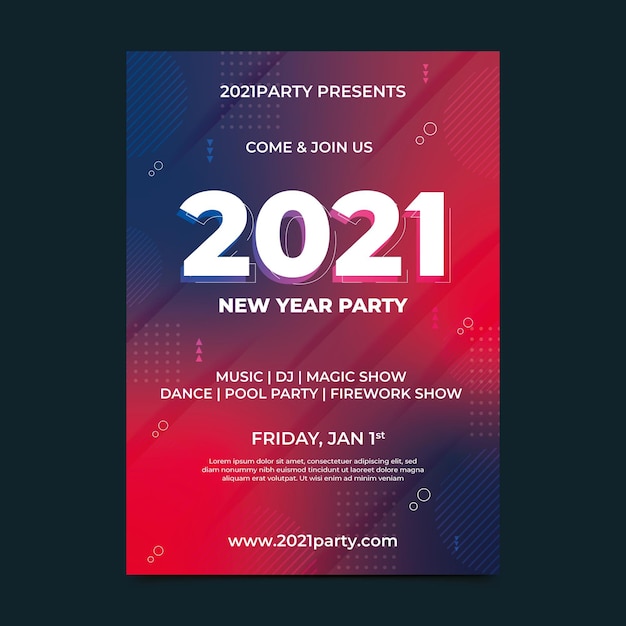 Abstract new year 2021 party poster template