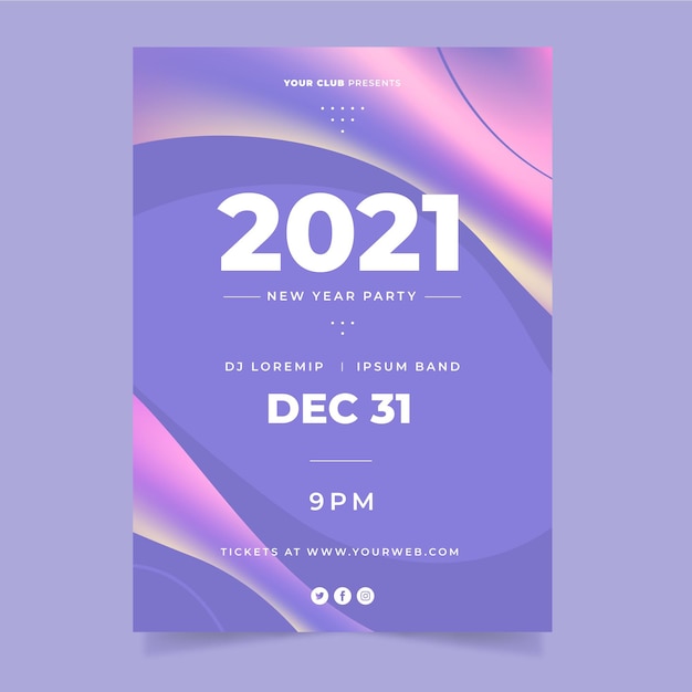 Abstract new year 2021 party poster template