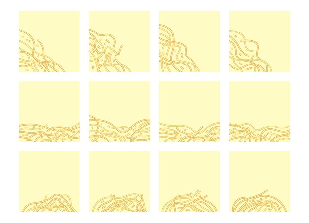 Vector abstract noodle texture set asian ramen ornament with wave line