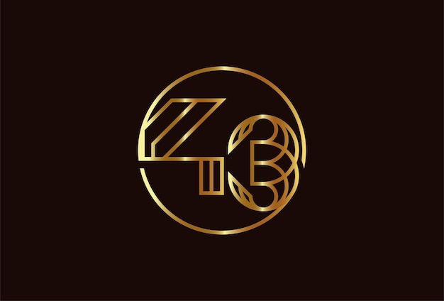 Abstract Number 43 Gold Logo, Number 43 monogram line style inside circle