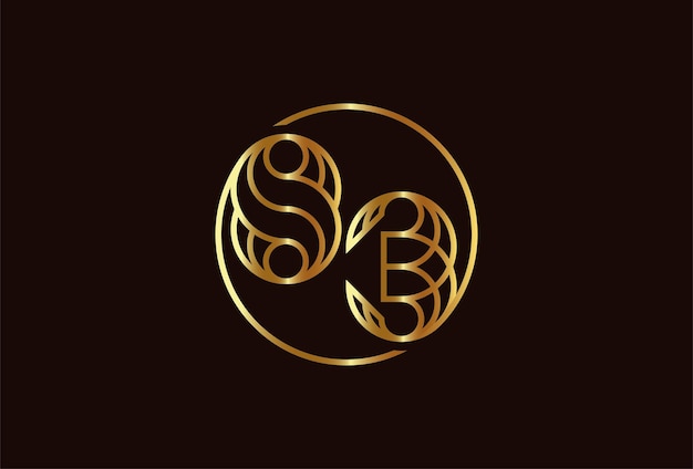 Abstract Number 83 Gold Logo, Number 83 monogram line style inside circle