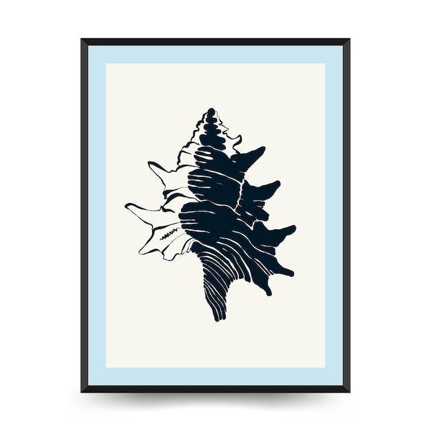 Abstract ocean and sea posters template. Modern sea Botanical trendy black style. Vintage seaweed