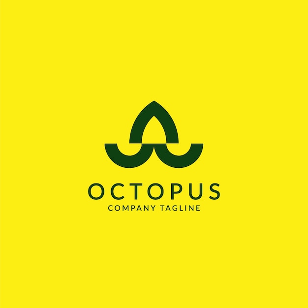 Abstract octopus logo design template, geometric shape in yellow background, Usable for Business and Branding Logos