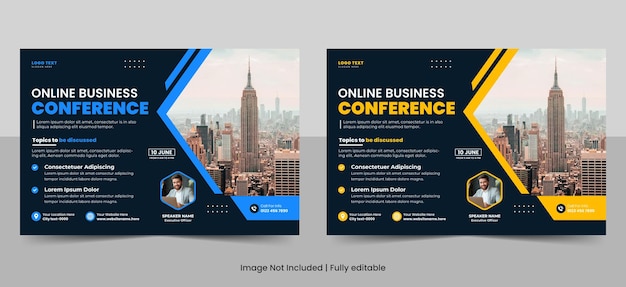 Abstract Online Business conference flyer and corporate event invitation banner template design