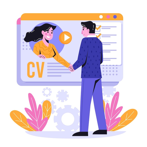 Abstract online job interview concept illustrated