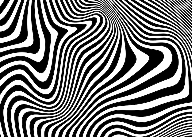 Abstract op art texture with wavy stripes Creative background with distorted lines Striped design