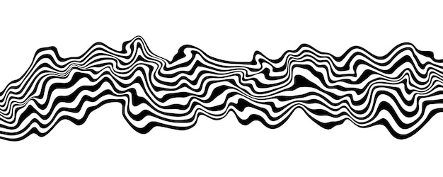 Abstract optical illusion wave A flow of black and white stripes forming a wavy distortion effect Vector Illustration