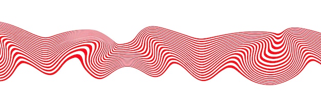 Abstract optical illusion wave A flow of red and white stripes forming a wavy distortion effect Vector Illustration