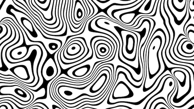 Abstract optical illusion wave A stream of black and white stripes forming a wavy distortion effect Vector Illustration