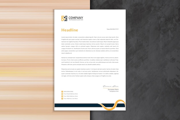 Abstract Orange color corporate Business style letter head templates