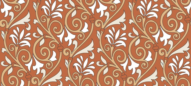 Abstract Oriental Baroque Florals Branches Vintage Motif Leaves Seamless Elegant Pattern