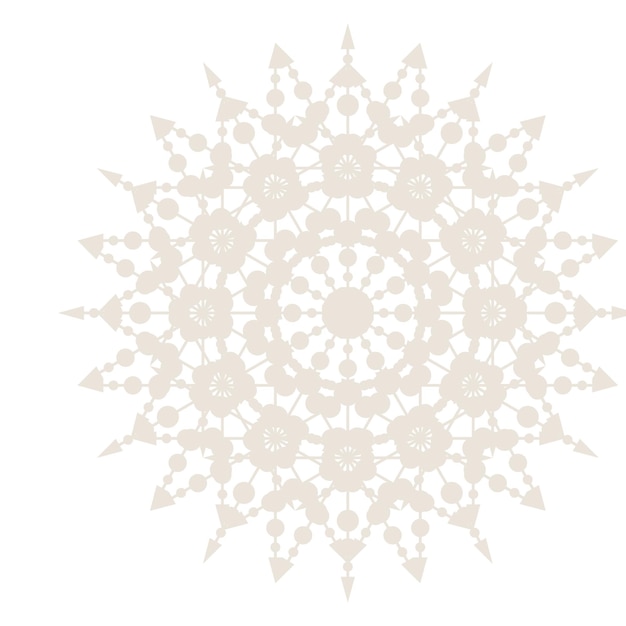 Abstract Oriental Mandala  Snowflake Template. Yoga Arabesque Mandala Lace Pattern Element Icon