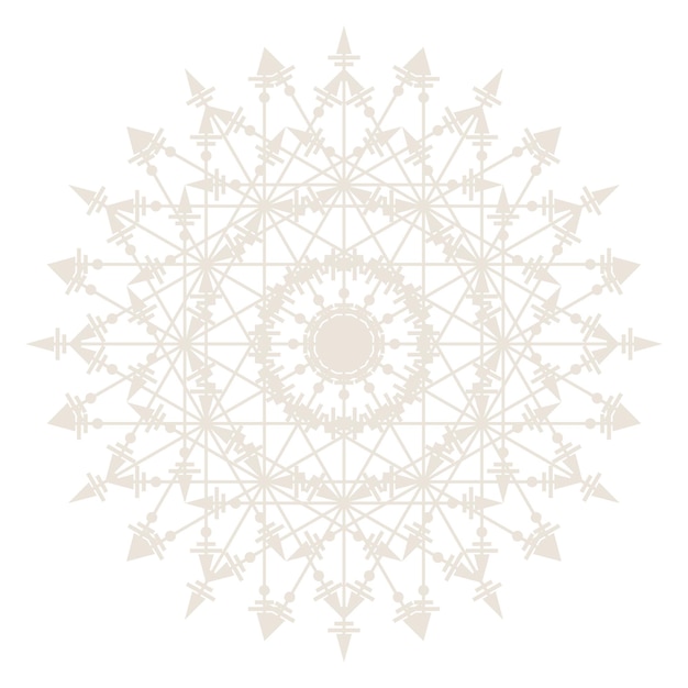 Abstract Oriental Mandala  Snowflake Template. Yoga Arabesque Mandala Lace Pattern Element Icon