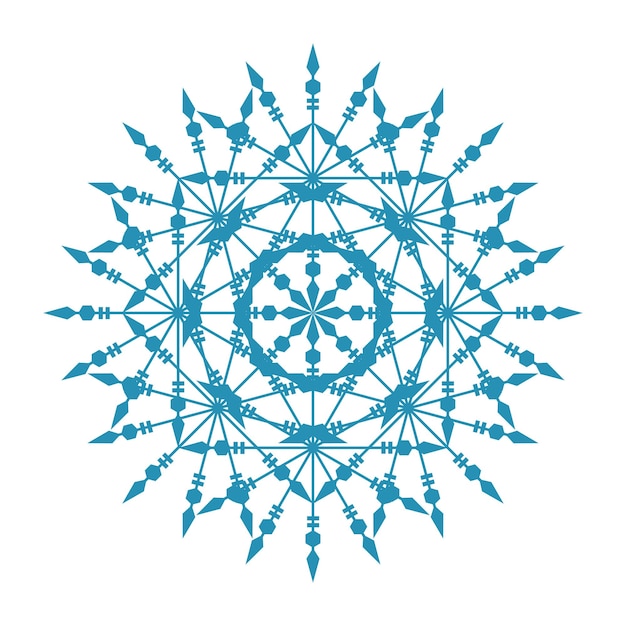 Abstract Oriental Mandala  Snowflake Template. Yoga Arabesque Mandala Lace Pattern Element Icon