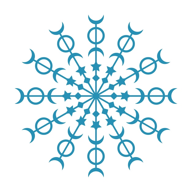 Abstract Oriental Mandala  Snowflake Template. Yoga Arabesque Mandala Lace Pattern Element Icon