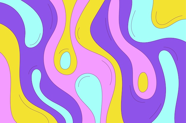 Abstract outline flat liquid groovy psychedelic background