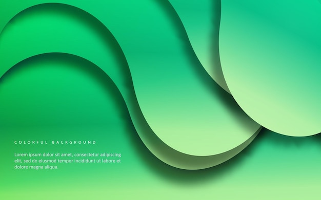 Abstract overlap wave shape green color background papercut style