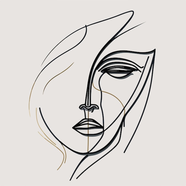 Abstract painting of woman face in vector art minimalist clean