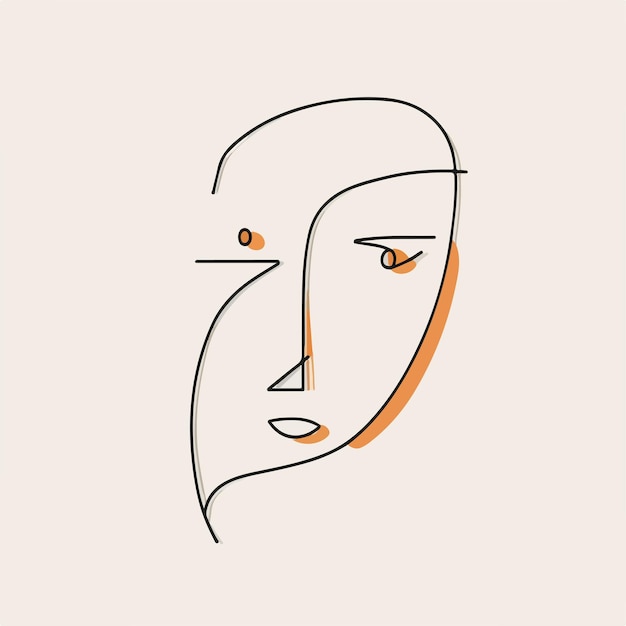 Abstract painting of woman face in vector art minimalist clean