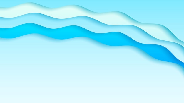 Abstract Paper Cut Sea Ocean Wave Water On Blue Background Vector Design