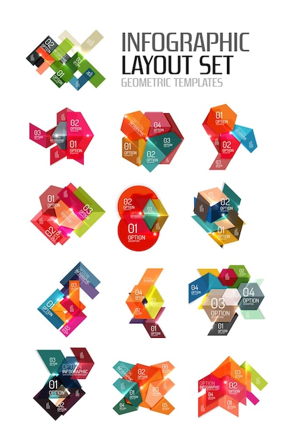 Abstract paper geometric infographic templates