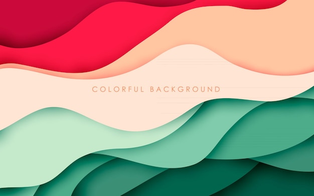 Abstract papercut background colorful dynamic wavy layers