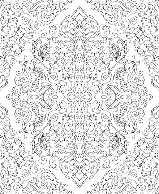 Abstract pattern with damask Floral filigree ornament