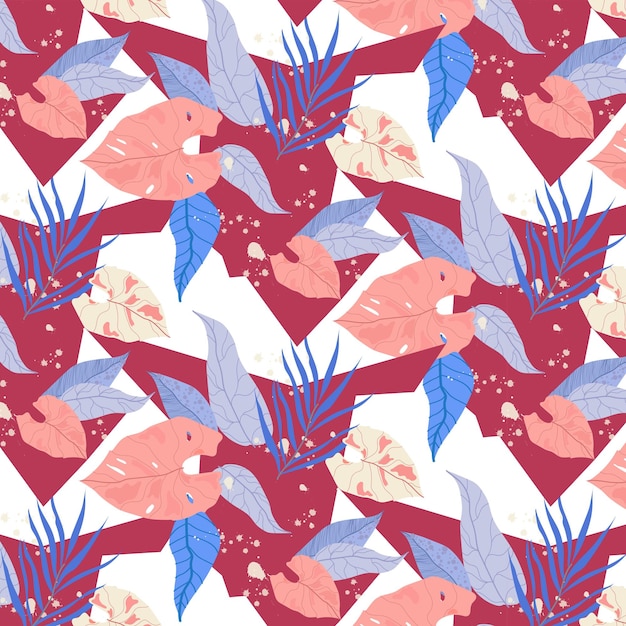 Abstract pattern with leaves and flowers.